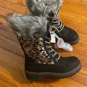 Toddle 13 Girls  boot black with gold and silver sequins